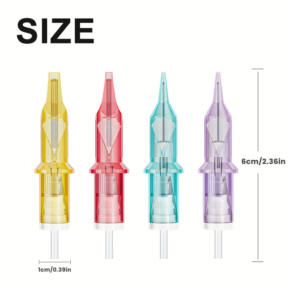 Tattoo Cartridge Needles with Lumentip Label, 50-Piece #12 Mixed or Round Liner Pack Choice