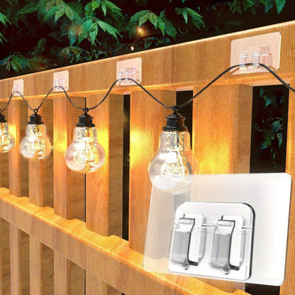 Adhesive Hooks for Outdoor String Lights - Waterproof UV-Resistant No-Damage Clips for Christmas Patio Garden Balcony Decor (40/80/160/250/400pcs)