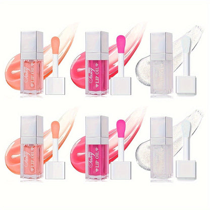 Plumping Lip Gloss Oil Set 3pcs 6pcs Hydrating Transparent Glow Lip Plumper - Long-Lasting High-Shine Glossy Finish in Berry Coral Pink Red, Nourishing Lip Care Gift for Women & Girls