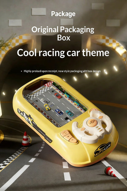 Electronic Racing Steering Wheel Game Toy with 200 Pictured Levels, Two Speeds and Yellow or Green Options