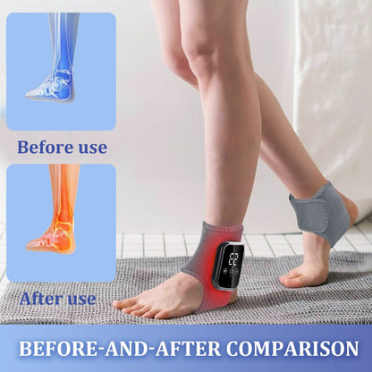 Wearable Heated Foot and Ankle Wrap with Touch Display, Five Heat Levels and One- or Two-Piece Gray Sets