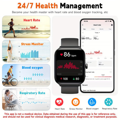Smartwatch – with Alexa Built-in FAWEIO 1.95" Large Display, Wireless Calling, 100+ Sport Modes, Pedometer Heart Rate Sleep Blood…