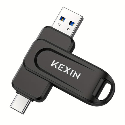 2-in-1 USB-C & USB-A Flash Drive 32GB 64GB 128GB, KEXIN Rotating Thumb Drive Type-C Memory Stick Compatible with iPhone 15 16, Android Smartphone, Tablet, Smart TV, Car Audio, Laptop & PC – 5 Colors