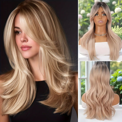 Synthetic Wig 20-Inch Layered Straight Style in Deep Purple with Hairnet Included for Cosplay Looks