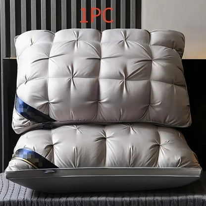 Soft Polyester Fiber Bed Pillow with Satin Cover and Zipper in White or Gray, One or Four-Pack Options