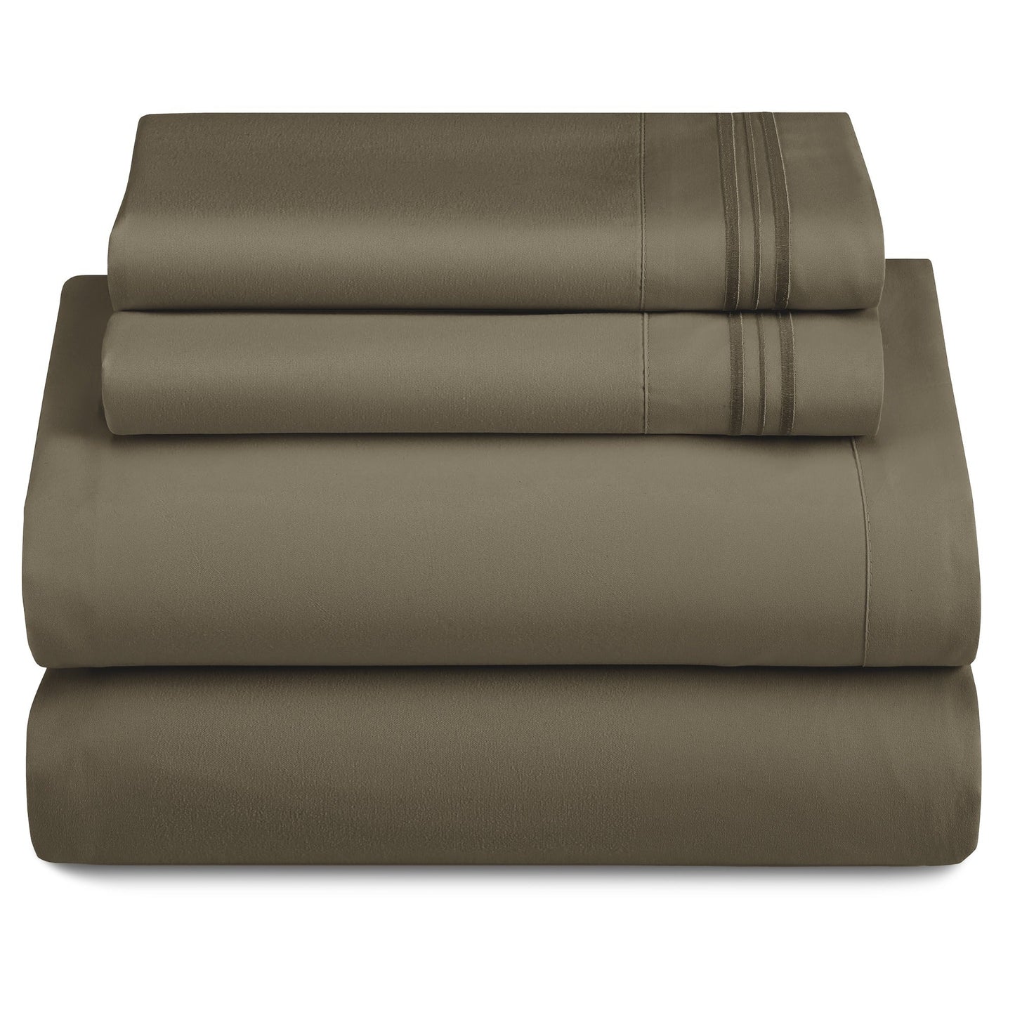Bed Sheet Set 1800-Series Microfiber with Six Fitted-Sheet Sizes and Twenty Solid Color Choices