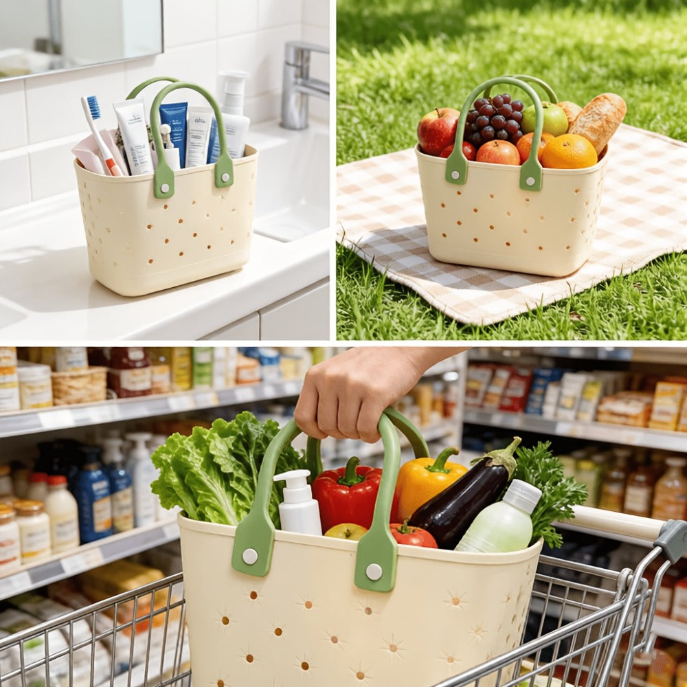 Shower Caddy Basket with Handles - Large Mesh Waterproof Bath Organizer Drainable Sand Water Resistant for Beach Bathroom Dorm College Toiletries Storage Portable Travel Caddy Tote Bag