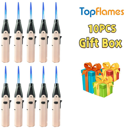 Long-Reach Torch Lighter Multipack with 10 or 15 Extended Igniters in Five Coordinated Body Colors