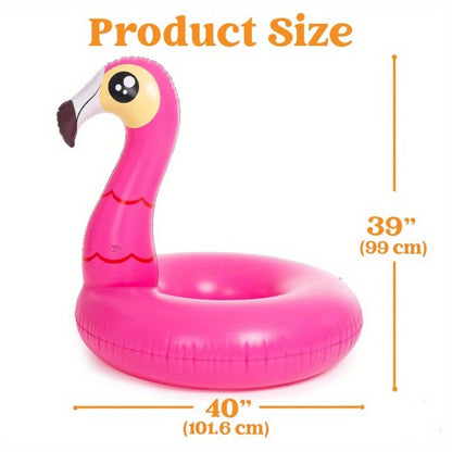 Pool Float Flamingo and Unicorn Ring Two-Pack, Approximately 40 Inches Wide with Pink and White Designs
