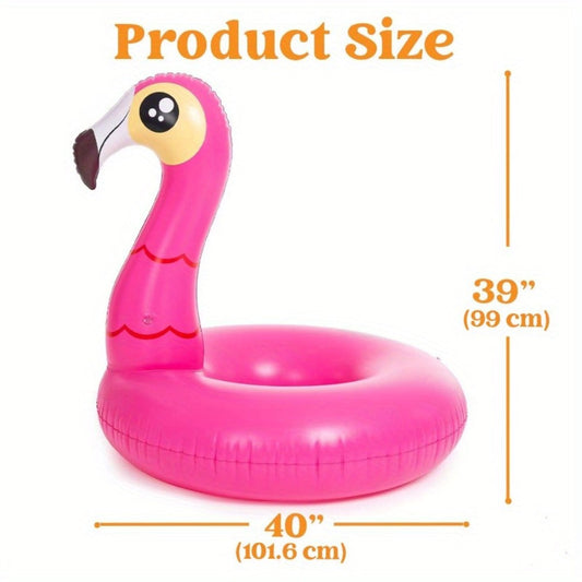 Pool Float Flamingo and Unicorn Ring Two-Pack, Approximately 40 Inches Wide with Pink and White Designs