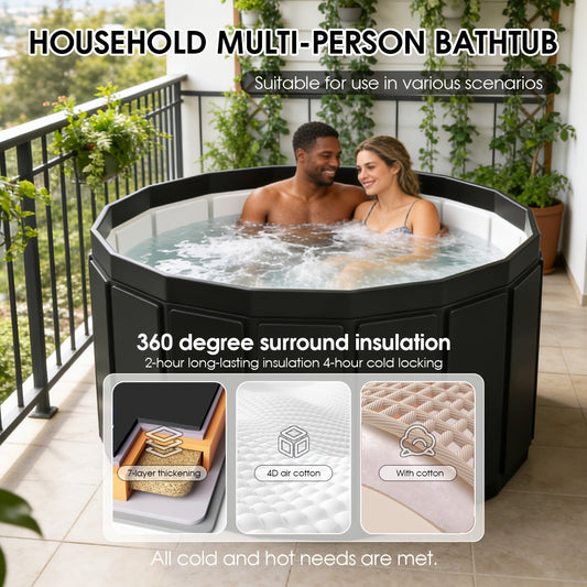 Inflatable Hot Tub 41.3in 150.58gal Capacity, 2-3 Person Portable Spa Tub, Durable Outdoor Bathtub for Backyard Patio Ice Bath & Hot Water Relaxation