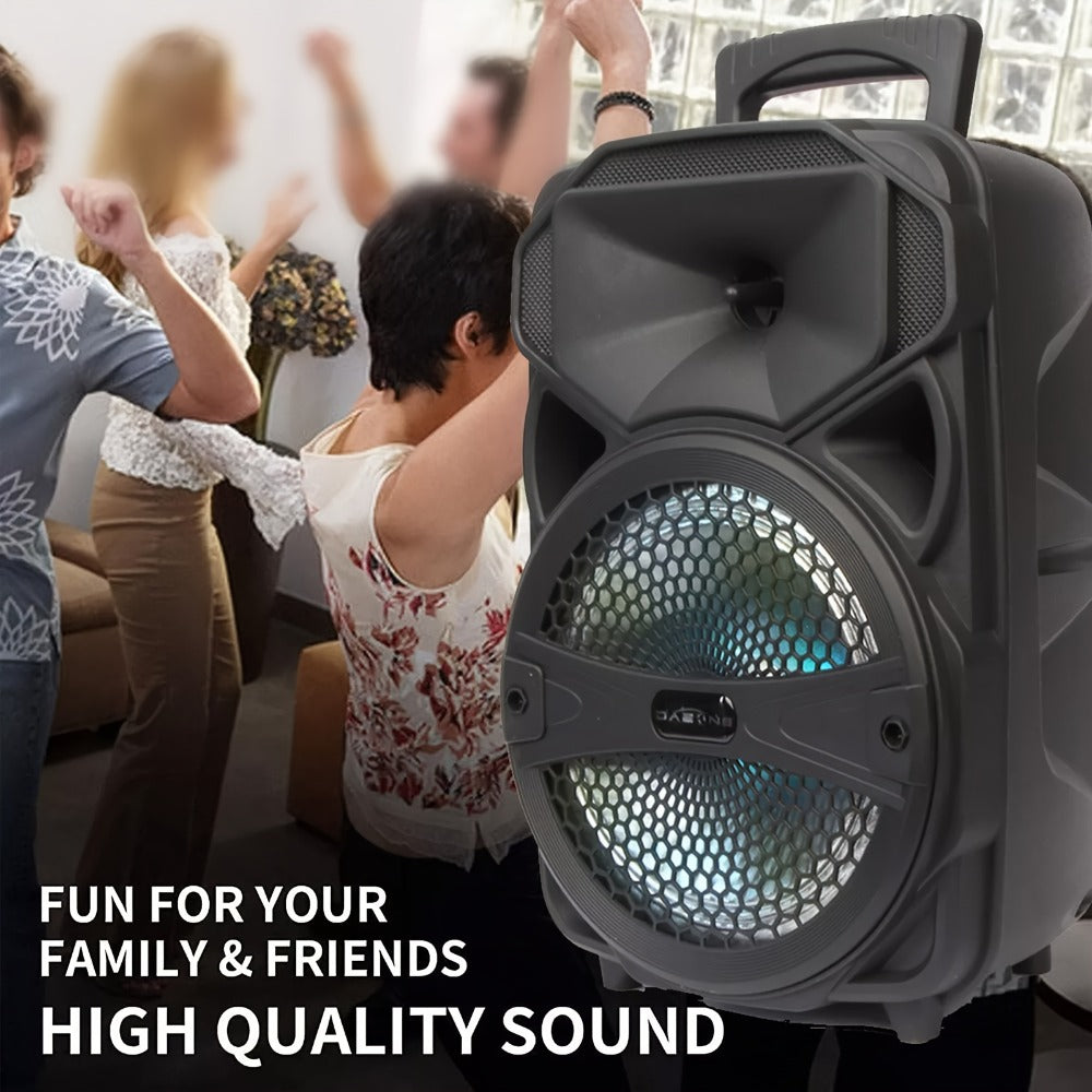 8-Inch Portable Party Speaker with Bluetooth, FM, LED Light, Remote, Microphone, AUX, USB and TF, Four Options