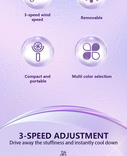 Mini Handheld Fan Set with Pivoting Heads, Three Speeds, USB-C Charging and 3- or 6-Piece Color Packs
