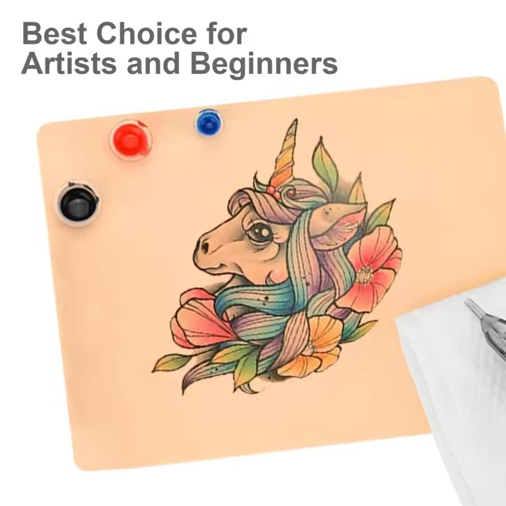 Tattoo Practice Skin Double-Sided Silicone Fake Skin - A4 Tattoo Transfer Paper Kit, Thermal Stencil Paper for Beginners & Artists