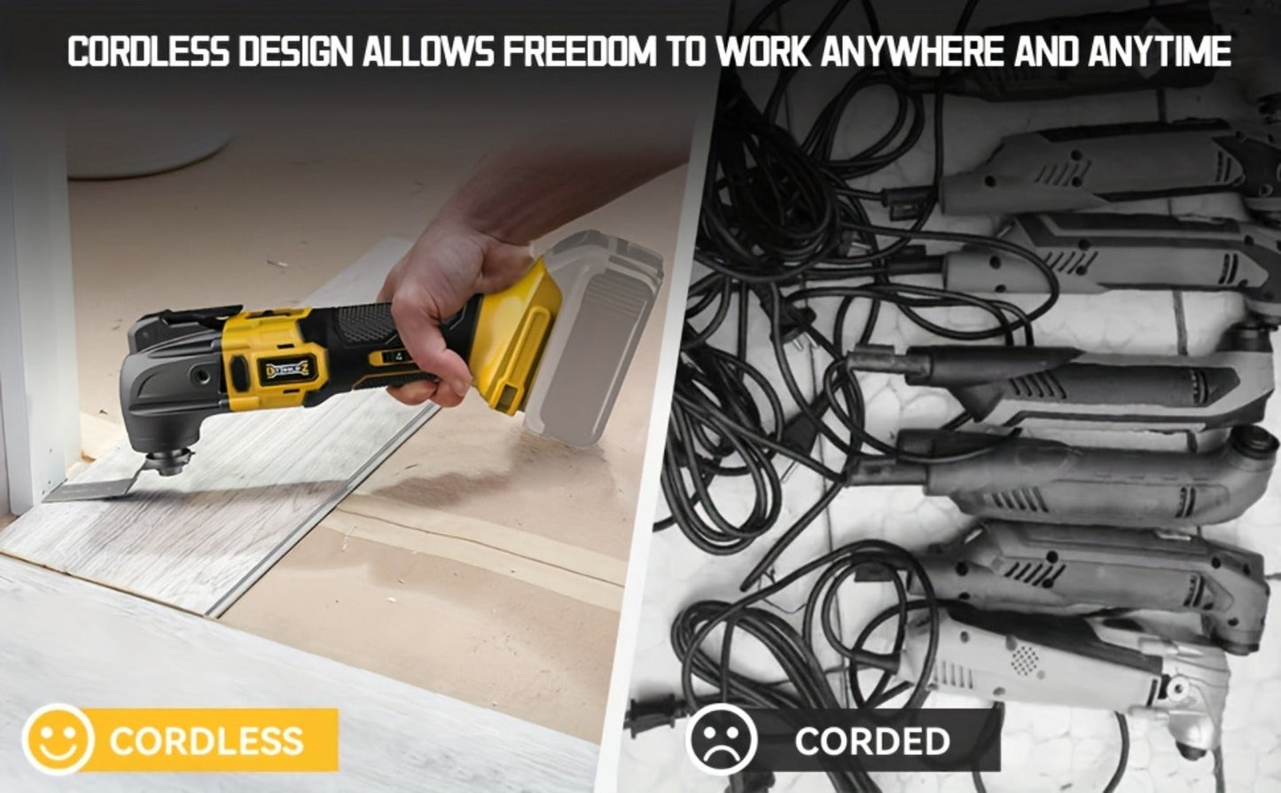 Oscillating Multi Tool Brushless Cordless Compatible with DeWalt 20V / 18V Battery – 21000 OPM Variable Speed, 4.5° Oscillating Angle, Anti-Vibration, Wood Cutting Blades & Sanding Pads (Battery Not Included)
