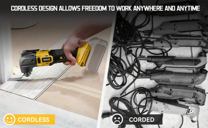 Oscillating Multi Tool Brushless Cordless Compatible with DeWalt 20V / 18V Battery – 21000 OPM Variable Speed, 4.5° Oscillating Angle, Anti-Vibration, Wood Cutting Blades & Sanding Pads (Battery Not Included)
