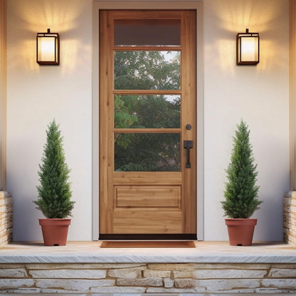 Artificial Cedar Topiary Tree with 3, 4 or 5 ft Height Options, Black Pot and Single or Two-Tree Sets