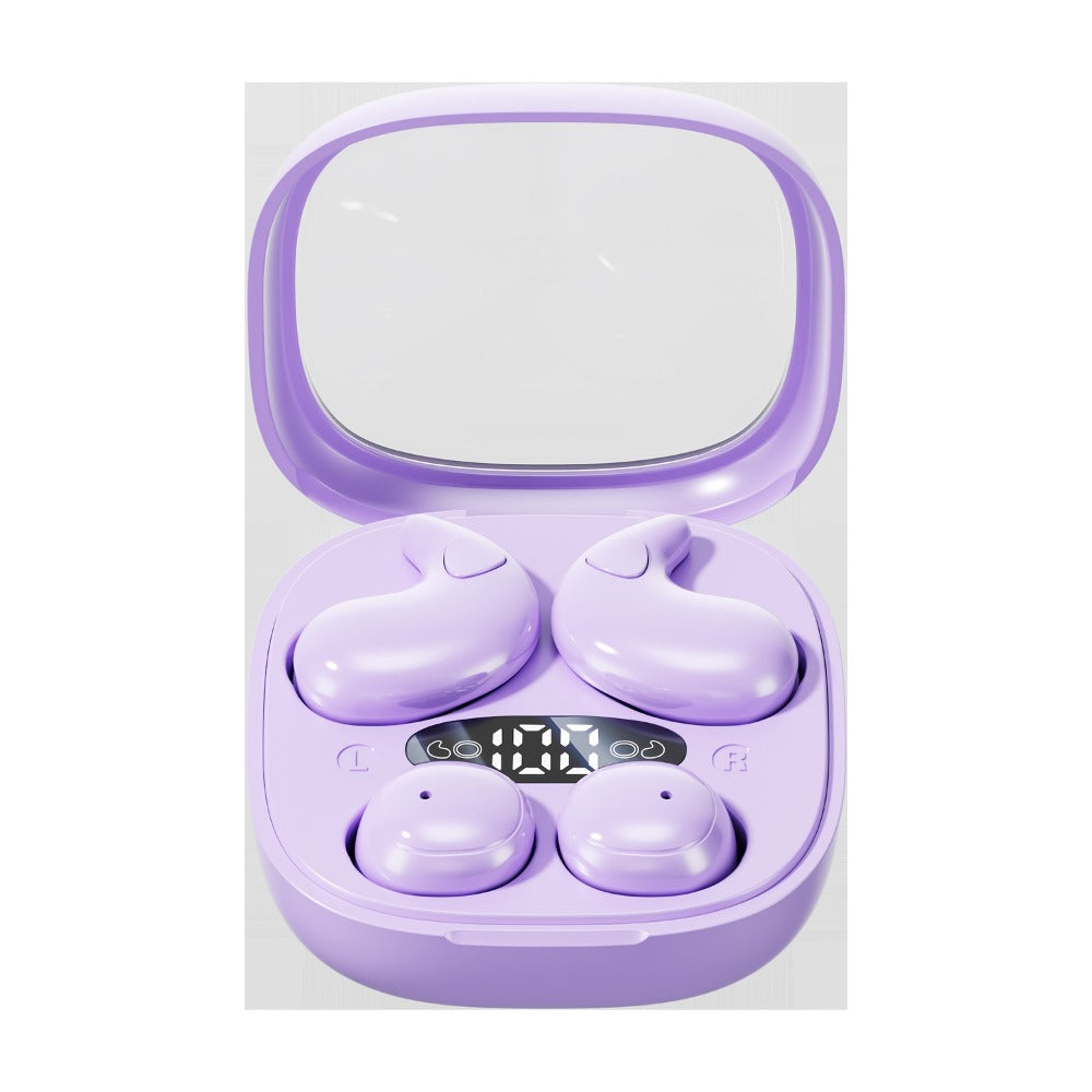 Invisible Two-Pair Sleep Earbud Set with Digital Charging Cases in Purple or Beige for Side-Sleep Listening