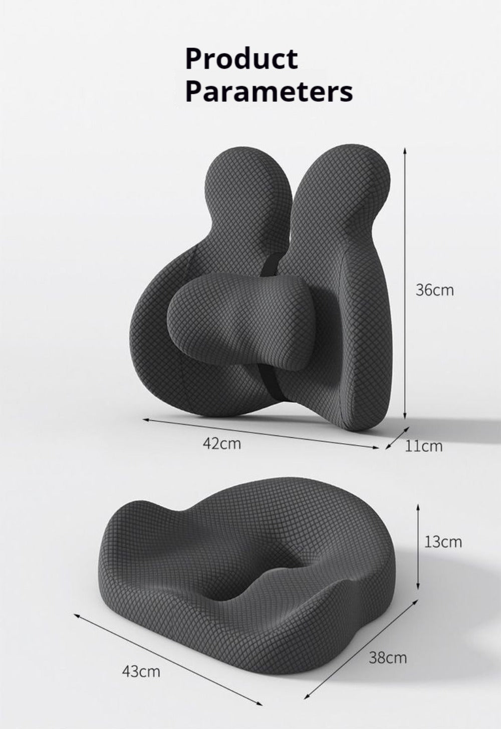 Lumbar Support Cushion & Seat Cushion Set – Ergonomic Office Chair Pillow for Lower Back Pain Relief, Breathable Memory Foam Waist & Hip Support for Home, Car & Desk Chair