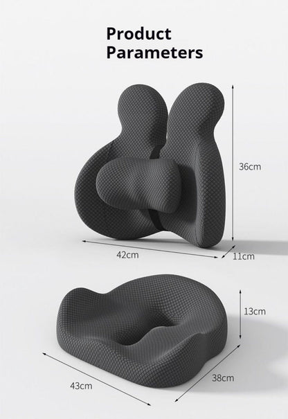 Lumbar Support Cushion & Seat Cushion Set – Ergonomic Office Chair Pillow for Lower Back Pain Relief, Breathable Memory Foam Waist & Hip Support for Home, Car & Desk Chair