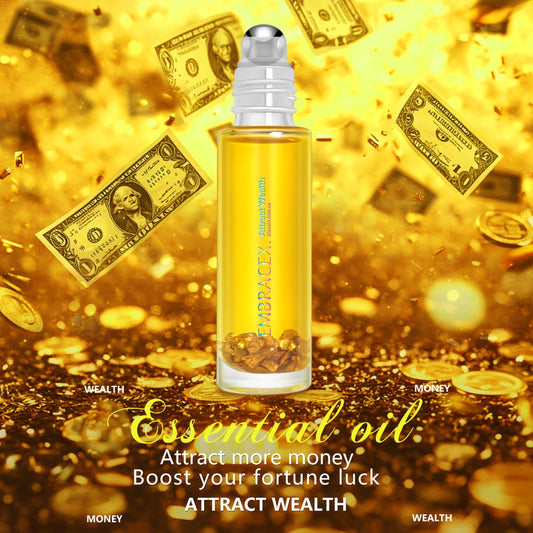 Roll On Essential Oil Attract Wealth & Money Luck 0.68oz Alcohol-Free Aromatherapy Roller Blend – Use with Diffuser Scented Candles or Directly on Skin – Manifestation Oil Perfect Holiday Gift