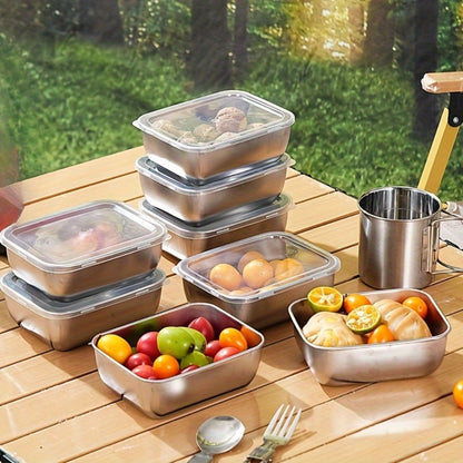 Food Storage Containers 304 Stainless Steel Set with Lids in Five-, Six- or Eight-Piece Options
