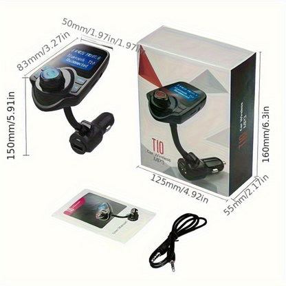 Bluetooth 5.0 Car FM Transmitter Adapter Hands-Free Calling Dual USB Quick Charge Car MP3 Player Wireless Car Kit for iPhone Android Music Streaming