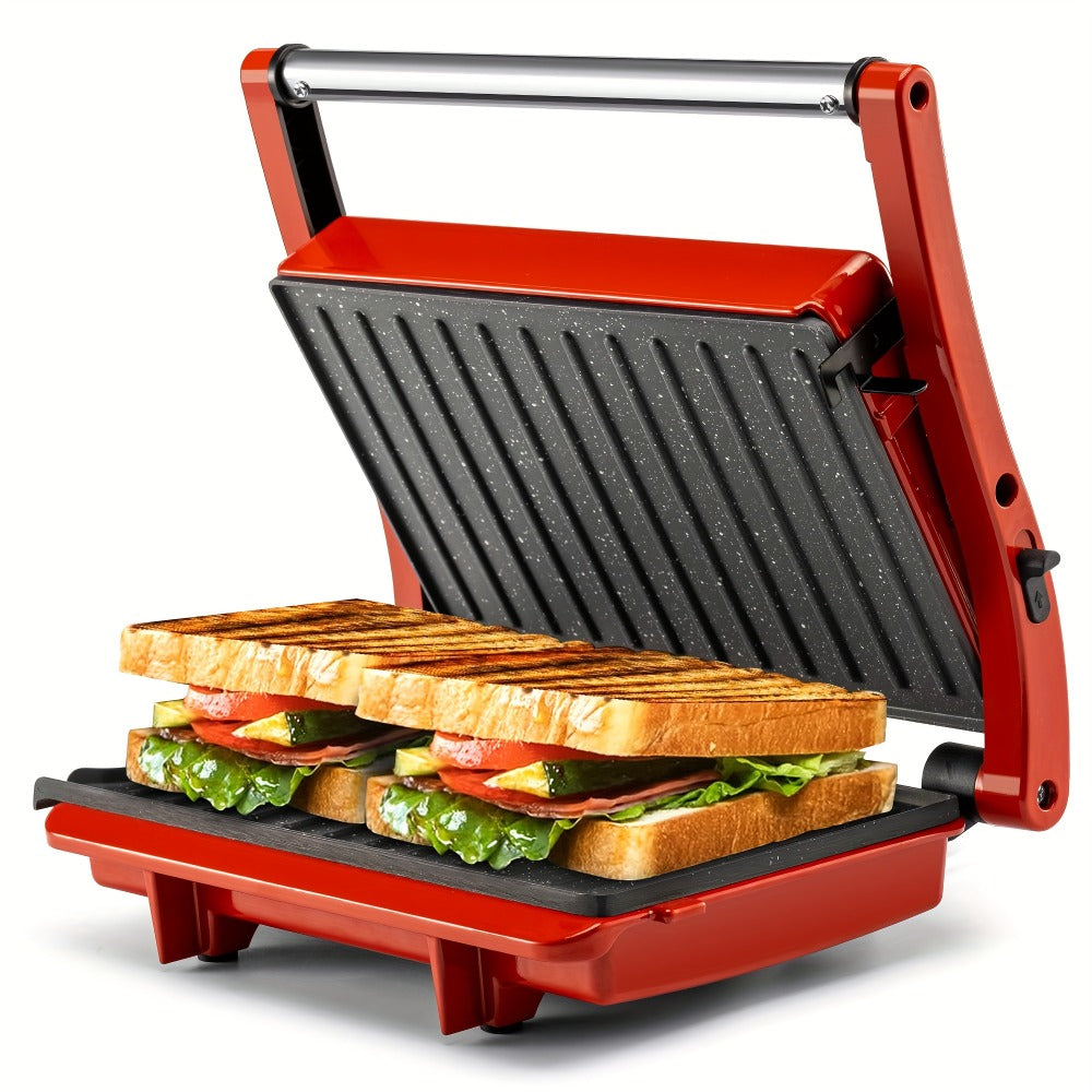 Panini Press Grill 3-in-1 Electric Indoor Grill with Non-Stick Plates - 180° Flat Grill Sandwich Maker with Floating Hinge Grease Tray Temperature Control, Compact Countertop Grill for Home Dorm Office