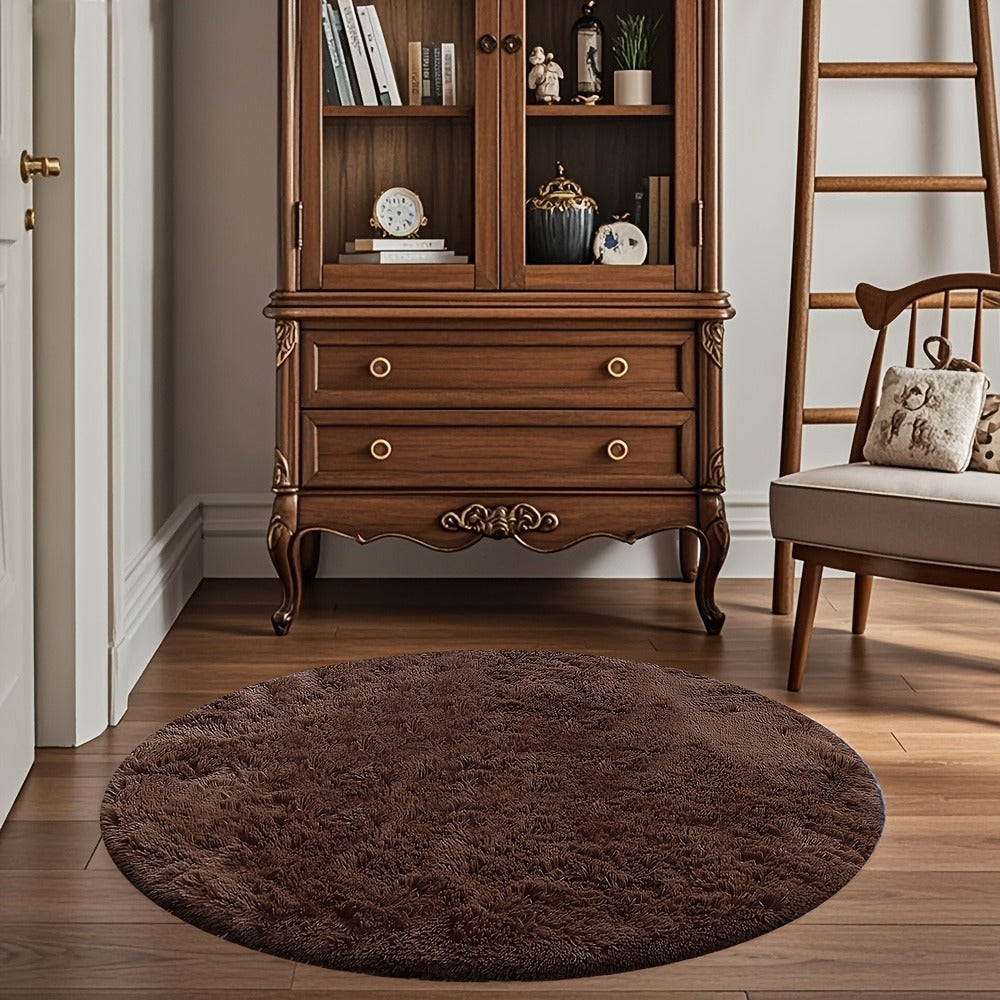 Area Rug Fluffy Faux-Fur Shag in Solid, Tie-Dye and Ombre Colors with Six Retained Room Sizes