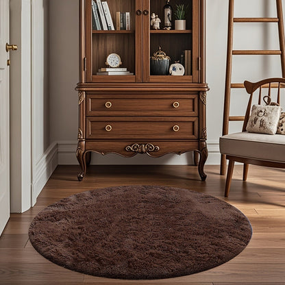 Area Rug Fluffy Faux-Fur Shag in Solid, Tie-Dye and Ombre Colors with Six Retained Room Sizes