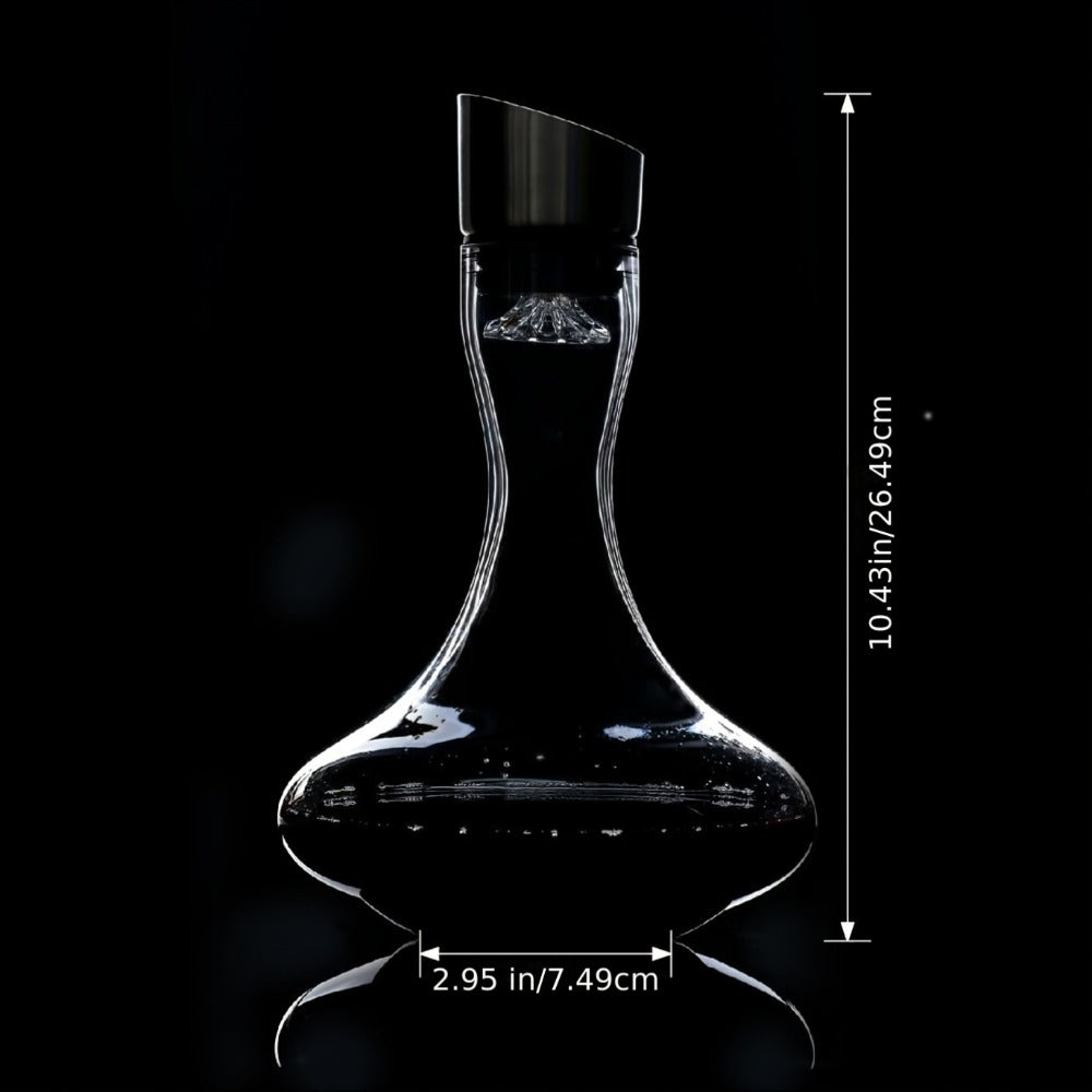 One-Thousand-Milliliter Clear Glass-Style Wine Decanter with Stainless-Steel-Style Aerator