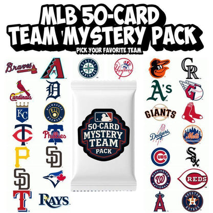 Sports Trading Cards, 50-Card MLB Team Mystery Pack with 30 Selectable Team Options for Team-Focused Collections