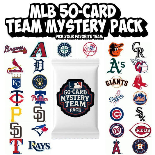 MLB Team Mystery Pack 50 Baseball Cards – Choose Your Team | Stars Rookies Inserts & Parallels | Authentic Licensed Cards | Gift for Baseball Fans & Collectors