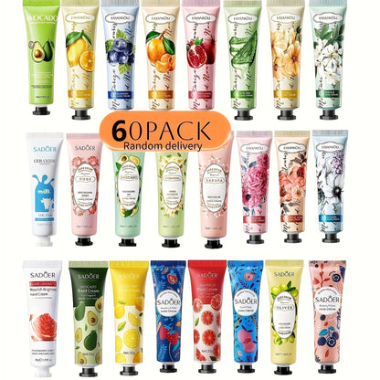 Sixty-Piece Travel Hand Cream Assortment with Random Fruit, Floral and Color-Printed Mini Tubes