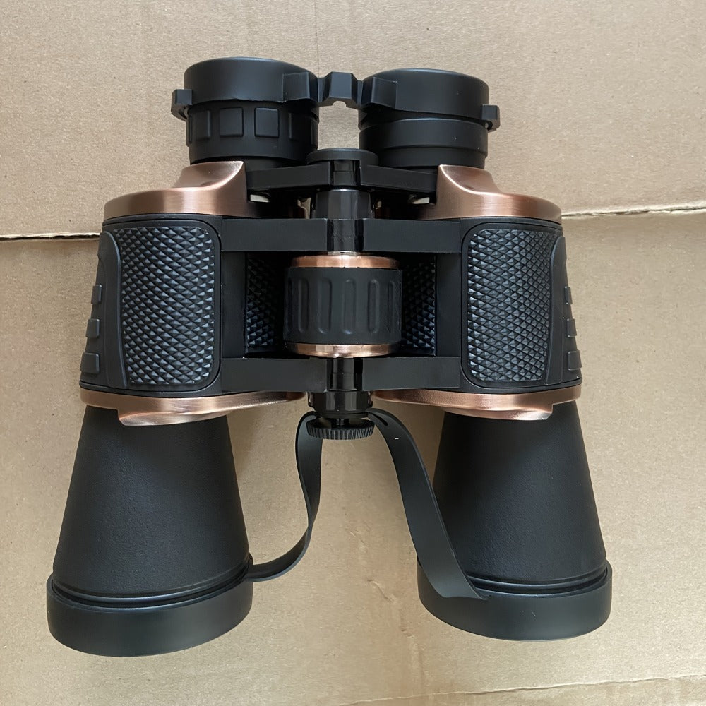 Brown-and-Black 10x50 Binoculars with 26mm Eyepieces, Center Focus Wheel and Textured Hand Grips
