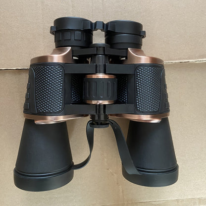 Brown-and-Black 10x50 Binoculars with 26mm Eyepieces, Center Focus Wheel and Textured Hand Grips