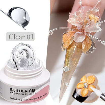 Builder Gel for Nail Extensions and 3D Sculpting, 60g Jar in Clear or Milky White for UV or LED Lamp Curing
