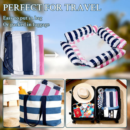 Striped Mesh Pool Float Chair Set, 110cm Size in Blue, Dark Blue, Pink or Mixed Two- and Three-Piece Options