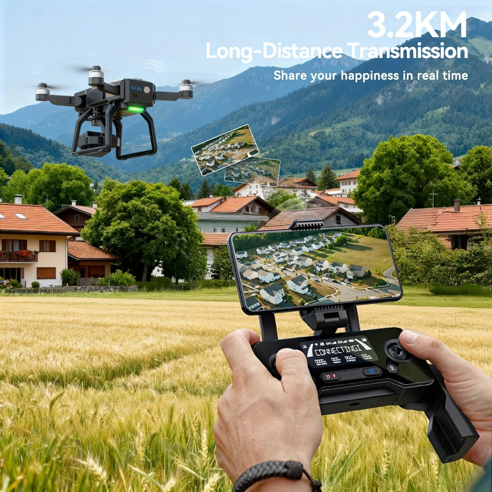 Bwine F7GB2 4K GPS Drone with 3-Axis Gimbal – 8.2MP Ultra-HD Camera 50-Min Flight Time 3.2KM Range Level 6 Wind Resistance FAA Remote ID Compliant Route Planning Gift for Adults Photographers 2 or 3 Batteries