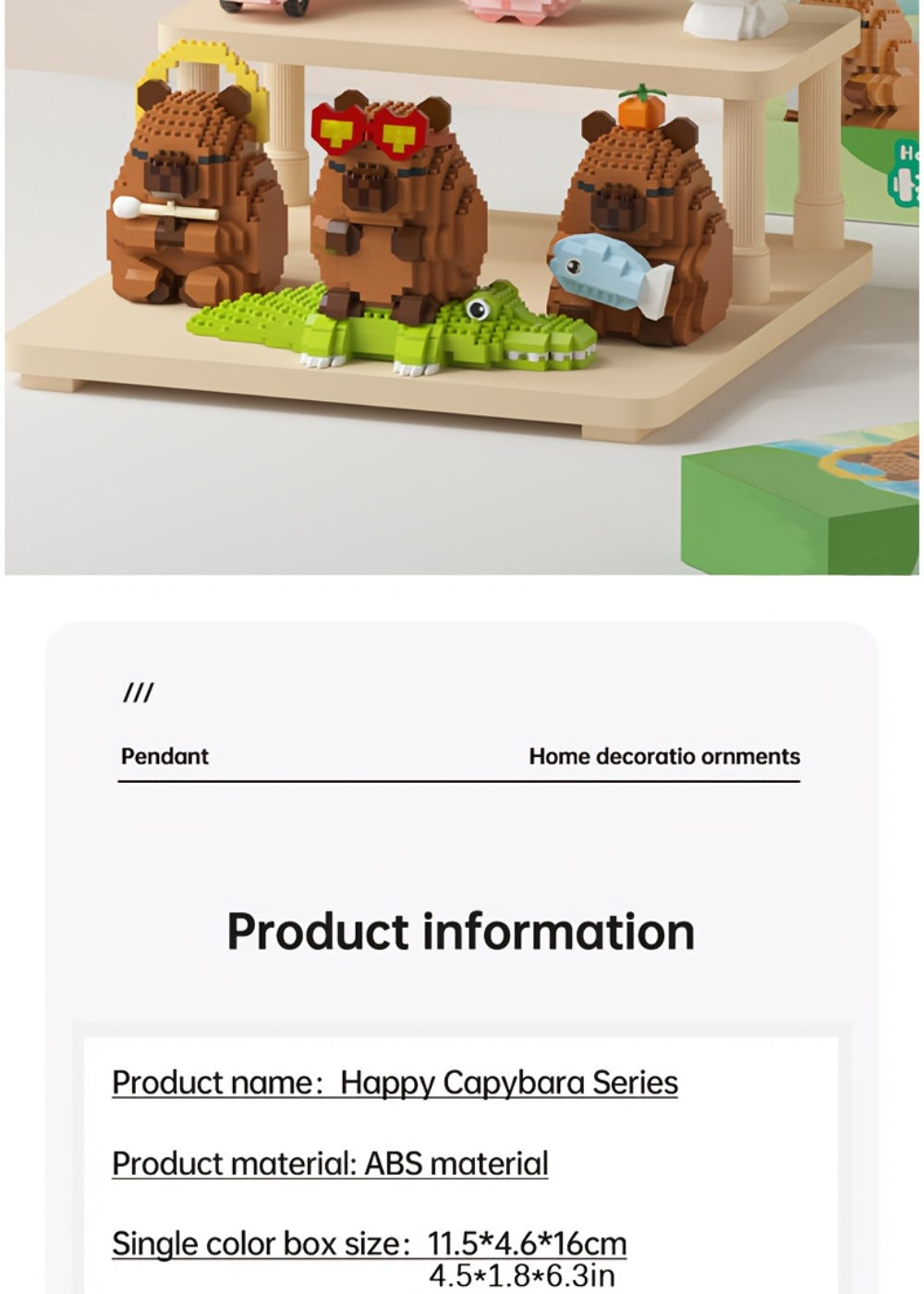 Capybara Micro Brick Building Set 562pcs Collector Edition – Miniature DIY Assembly Desk Decor Stress Relief Toy for Kids Teens Adults Capybara Lover Gift Birthday Easter Christmas Multiple Scenes