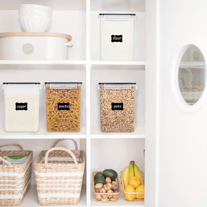 Pantry Canister Food Storage Organizer Four-Pack with 5.2L BPA-Free Containers and Measuring Cups