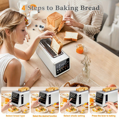 Long-Slot Four-Slice Toaster with Touch Screen, Six Shade Levels and Removable Slide-Out Crumb Tray