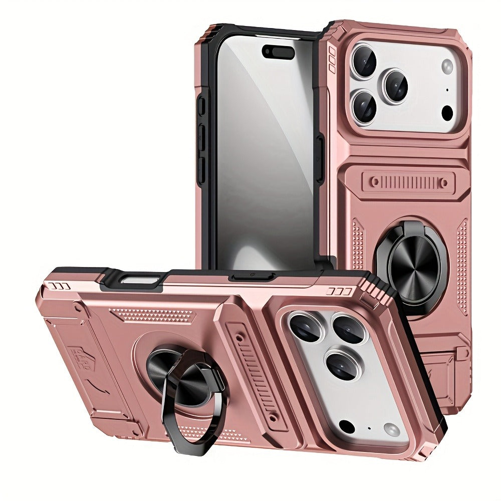 Wallet-Style iPhone Case with Card Slot, Ring Holder and Kickstand in 125 Model and Color Options