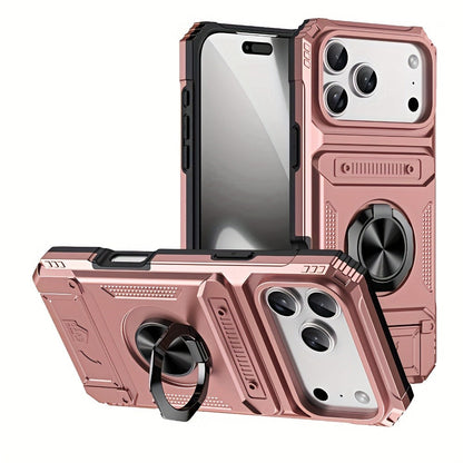 Wallet-Style iPhone Case with Card Slot, Ring Holder and Kickstand in 125 Model and Color Options