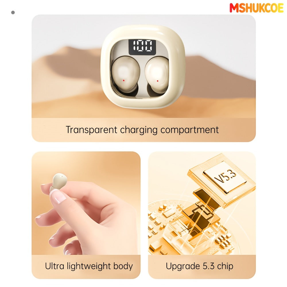 Wireless Earbuds MSHUKCOE Ultra-Thin Sleep and Game Modes with Low Latency and Dual Noise Reduction