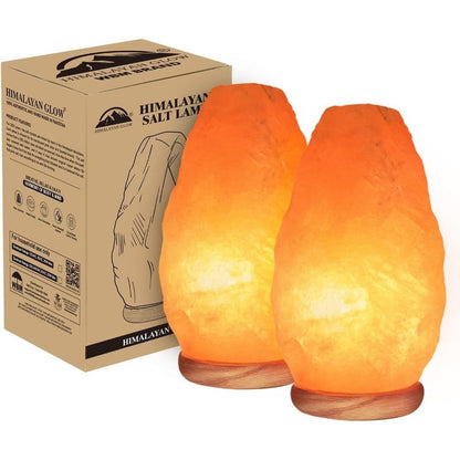 Himalayan Salt Lamp Set of 2 – 4-7 lbs Natural Pink Crystal Salt Lamps with Neem Wood Base & USB Dimmer Switch, Warm Soothing Glow for Bedroom Relaxation Yoga Meditation Home Decor