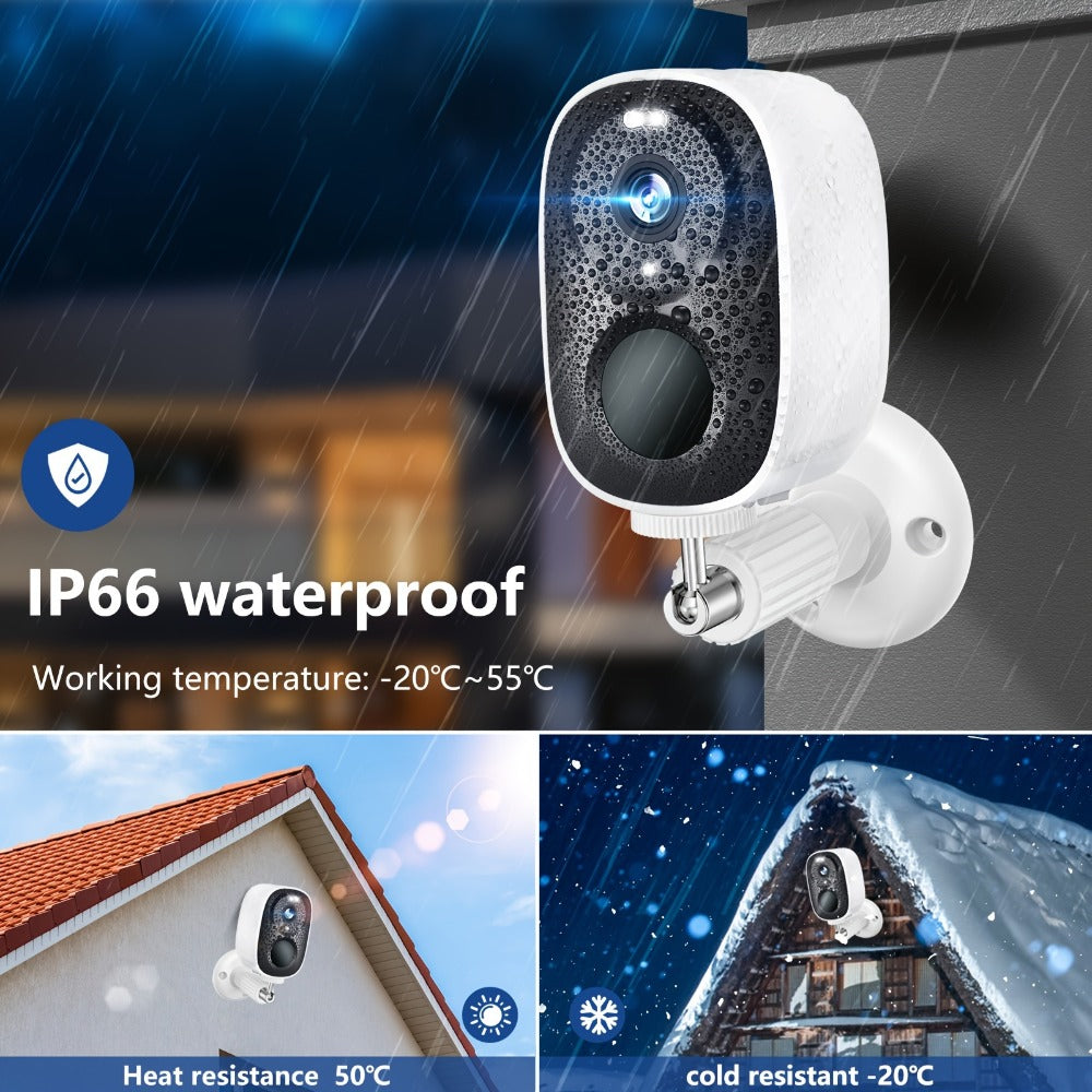 Solar Outdoor Security Camera with Dual-Band 2.4/5GHz WiFi, 5000mAh Battery and Black or White Body