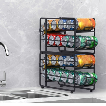 Can Dispenser Rack 2 Pack Stackable Sliding Metal Can Organizer for Kitchen Pantry Cabinet Countertop Canned Food Storage
