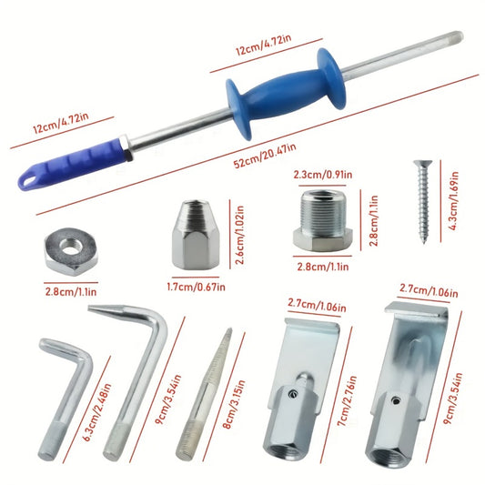 Slide Hammer Dent Puller Kit 9-Piece 5LB Auto Body Dent Repair Tool Set for Hail Damage Removal, Includes Nose Cones Puller Hooks Plate Edge Puller L-Puller Pierce Punch, 5/8" x 18 TPI, Cars Trucks