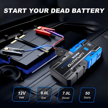 12V Jump Starter Kit with LP-K23 5000A-Labeled or 011B Model, Digital Display, LED Light, USB Outputs and Case